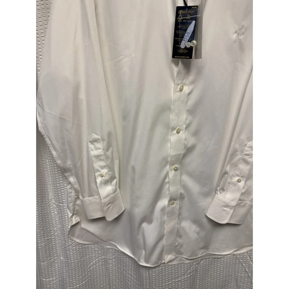 Polo Ralph Lauren Mens Classic Fit 16 1/2 32/33 Core Replen ll White Long Sleeve